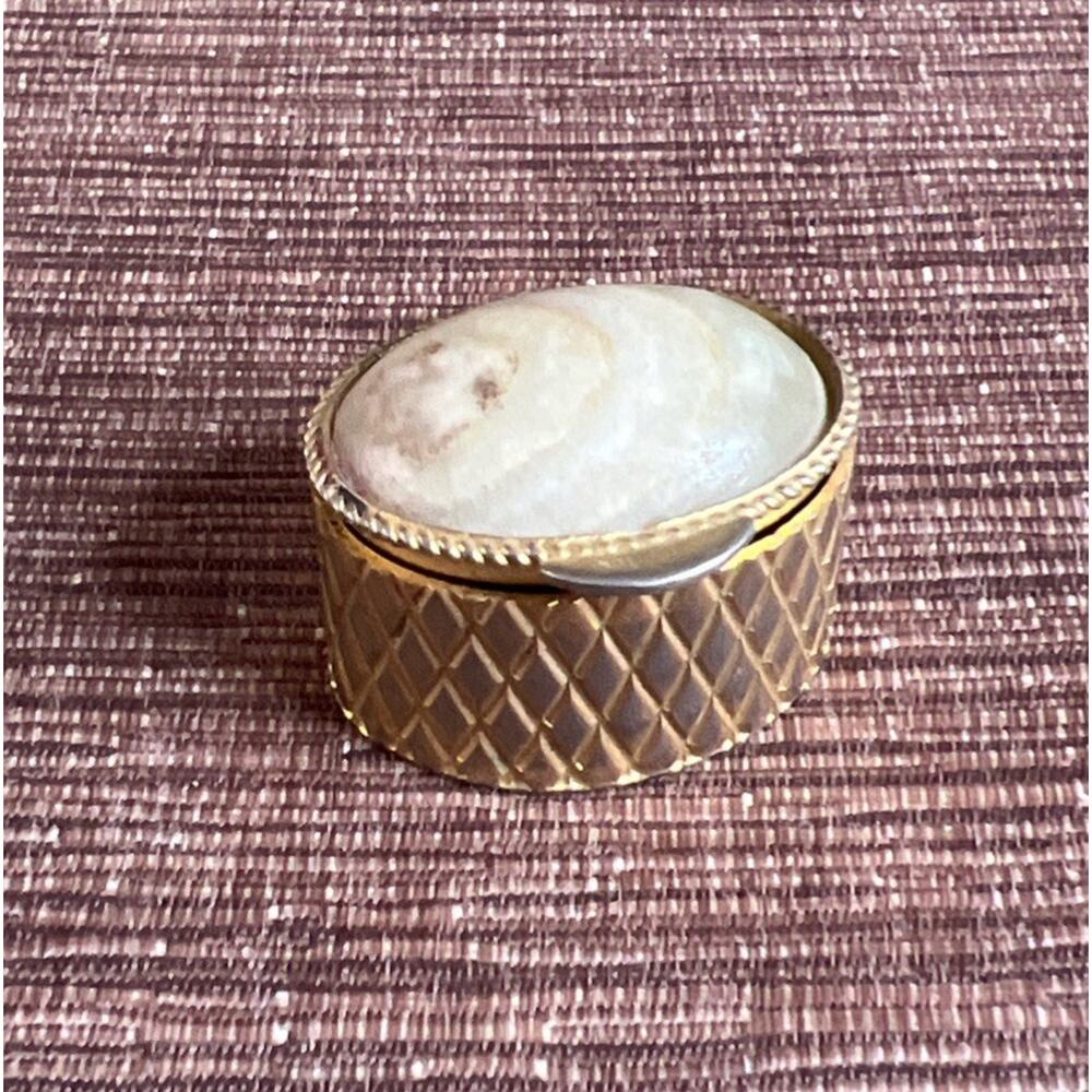 Vintage Marble/Onyx/Agate Trinket Box – 5cm Pill Box, Mini Keepsake Case VTG